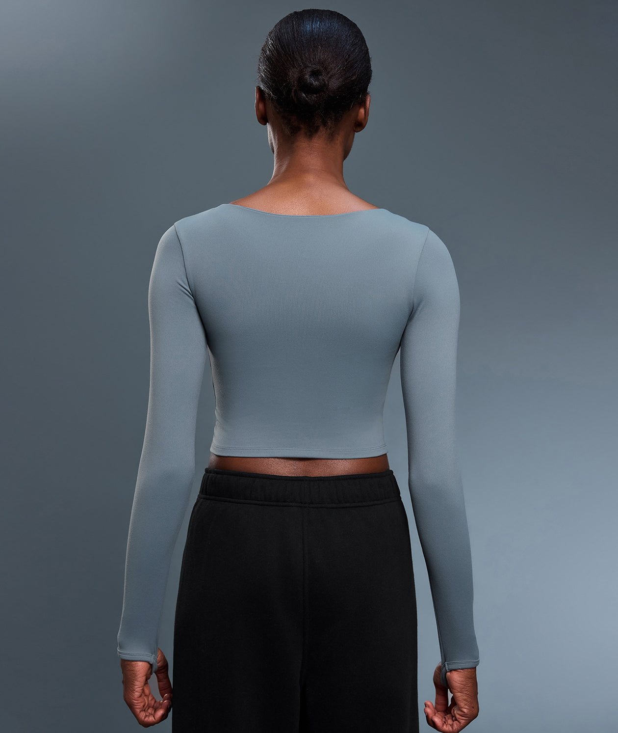 Built-In Bra Cutout Long Sleeve Casual Yoga Top-Multicolor