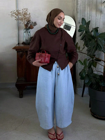 Asymmetric Button Linen Blend Jacket