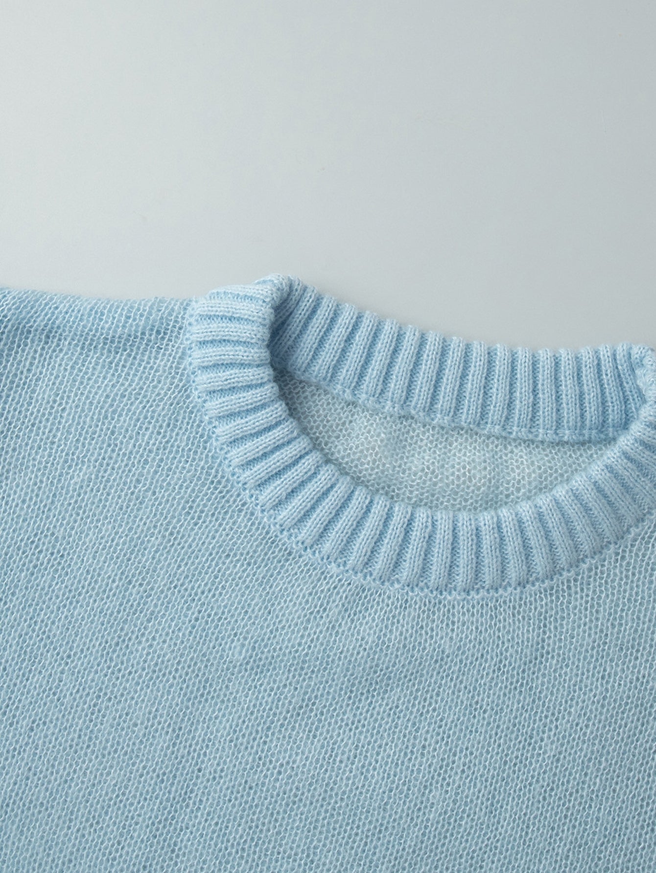 Soft Sheer Knit Crewneck Sweater