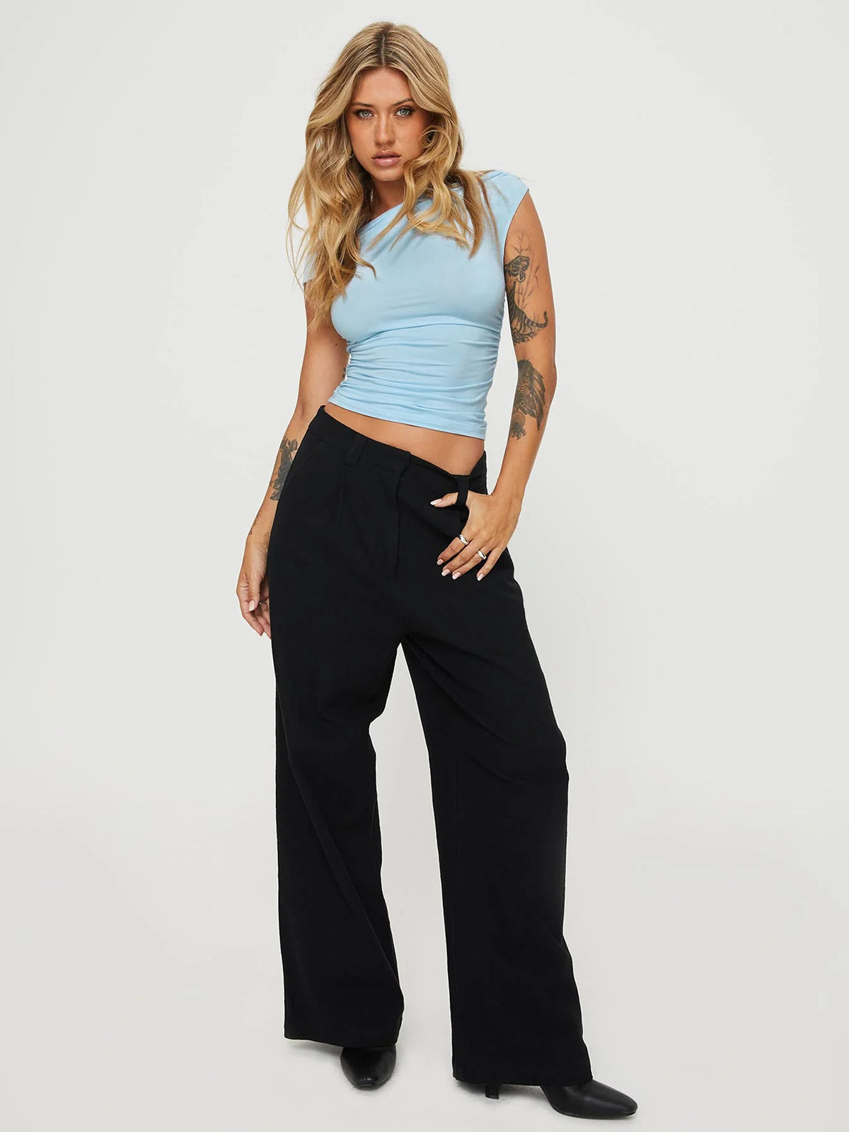 Asymmetrical Ruched Slim Fit T-Shirt