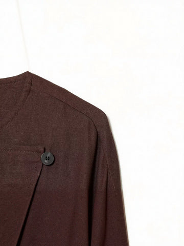 Asymmetric Button Linen Blend Jacket