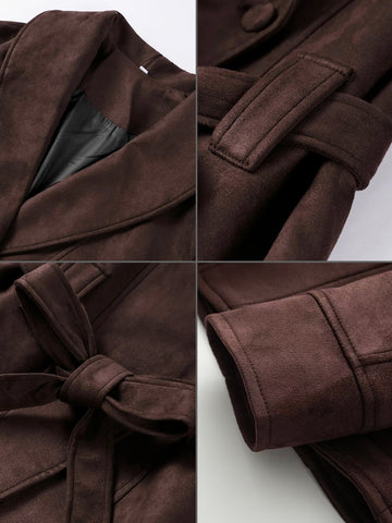 Elegant Belted Shawl Collar Coat