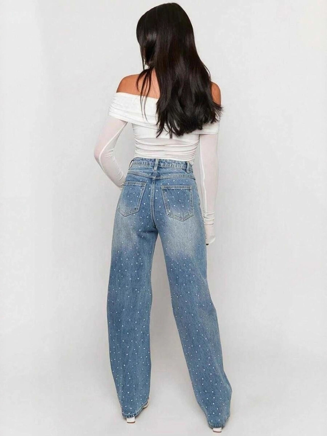 Low Stretch High Rise Wide Leg Jeans
