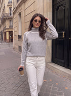 Colorblock Mock Neck Knit Sweater
