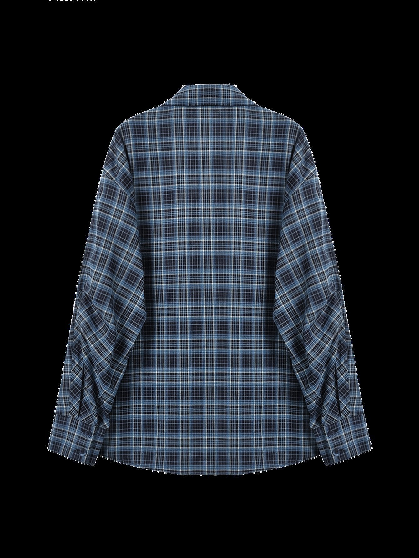 Oversized Plaid Star Embroidered Button Down Shirt