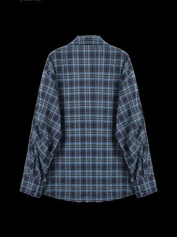 Oversized Plaid Star Embroidered Button Down Shirt