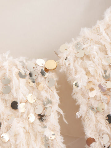 Shimmering Sequin Fringe Crop Jacket
