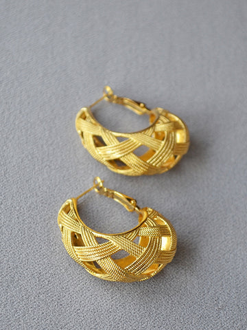 Textured Gold Woven Hoop Earrings
