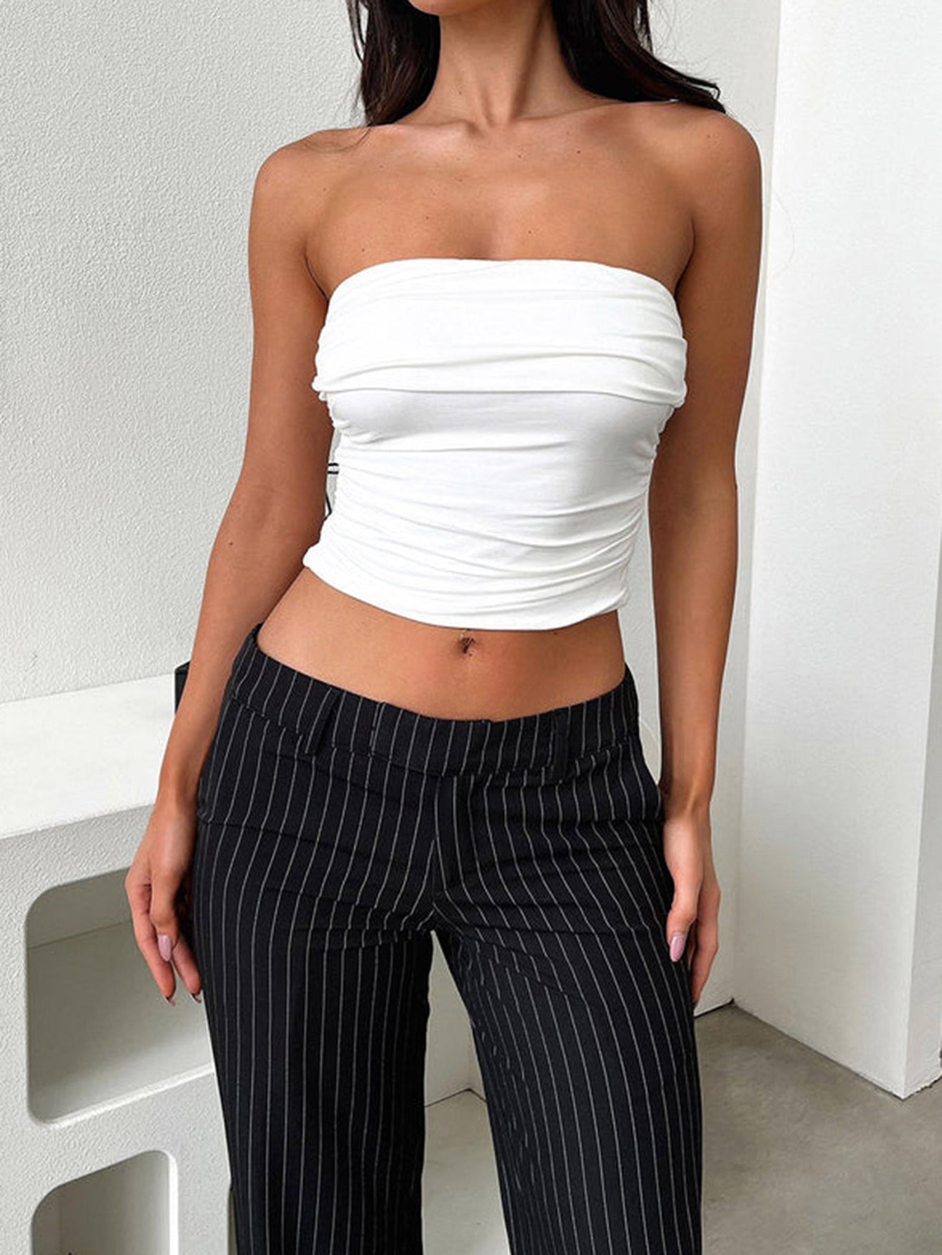 Strappy Ruched Sexy Tube Top