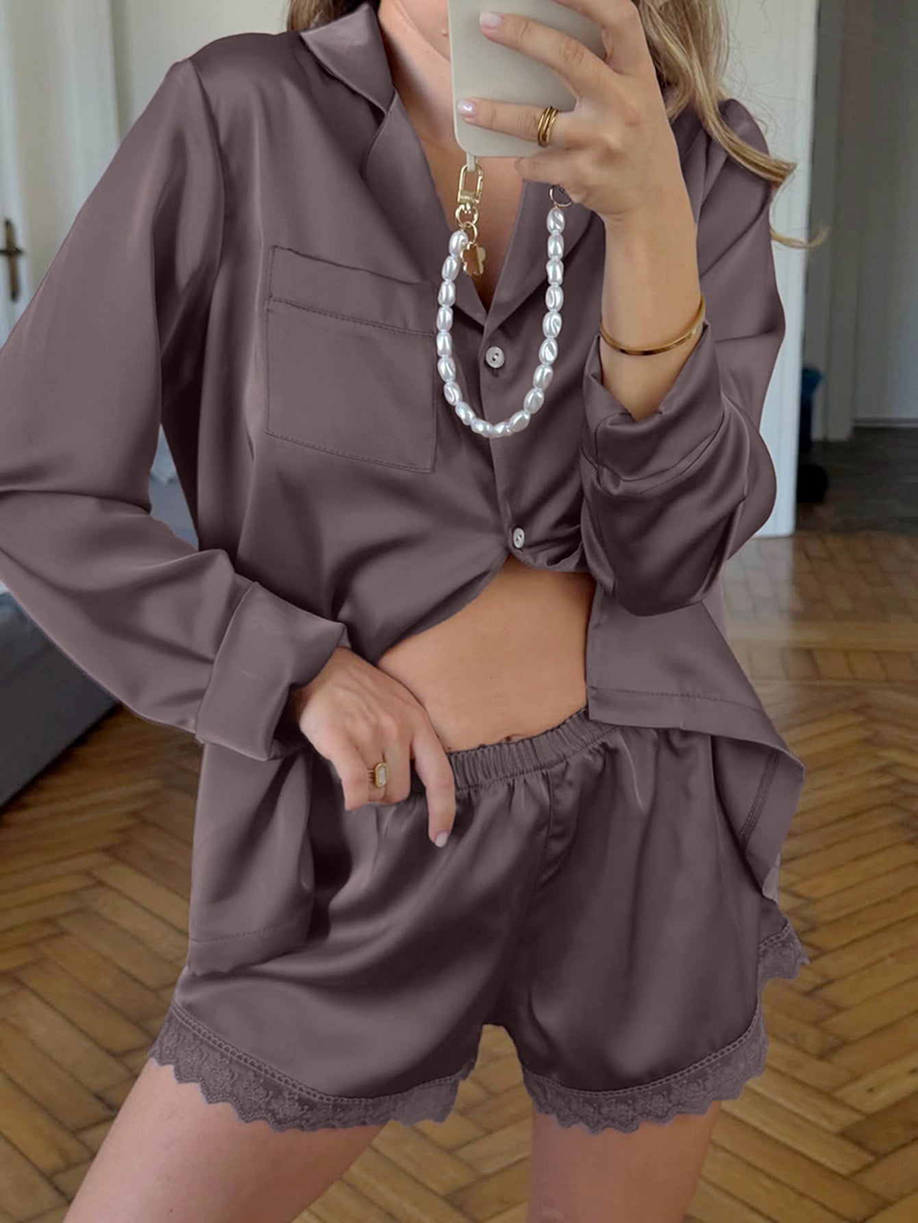 Long Sleeve Satin Elegant Pajama Set