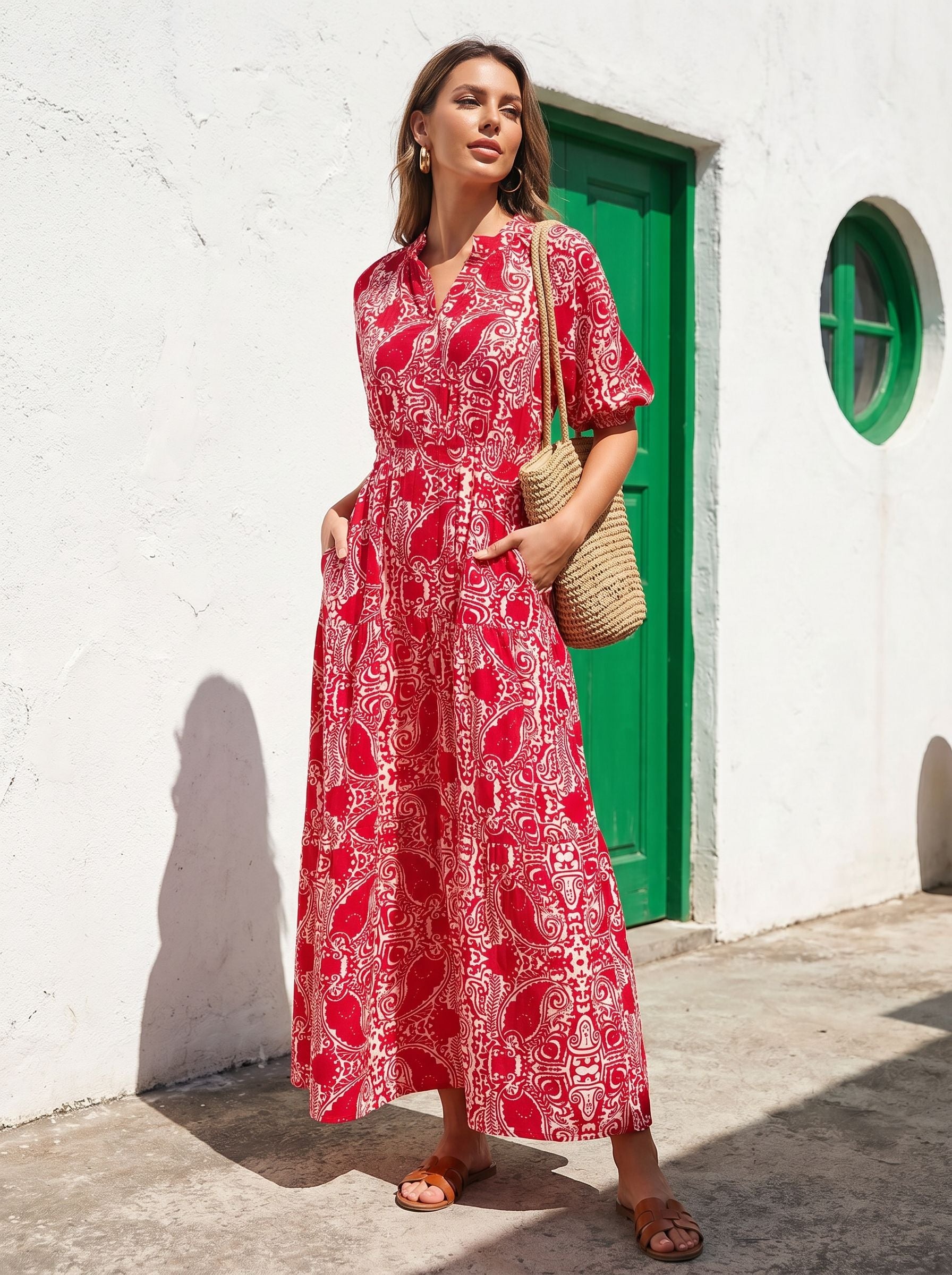 Boho Paisley Print Maxi Dress