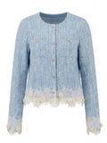 Shimmering Lace Trim Knit Cardigan