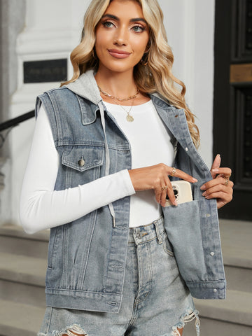 Vintage Wash Button Down Denim Vest