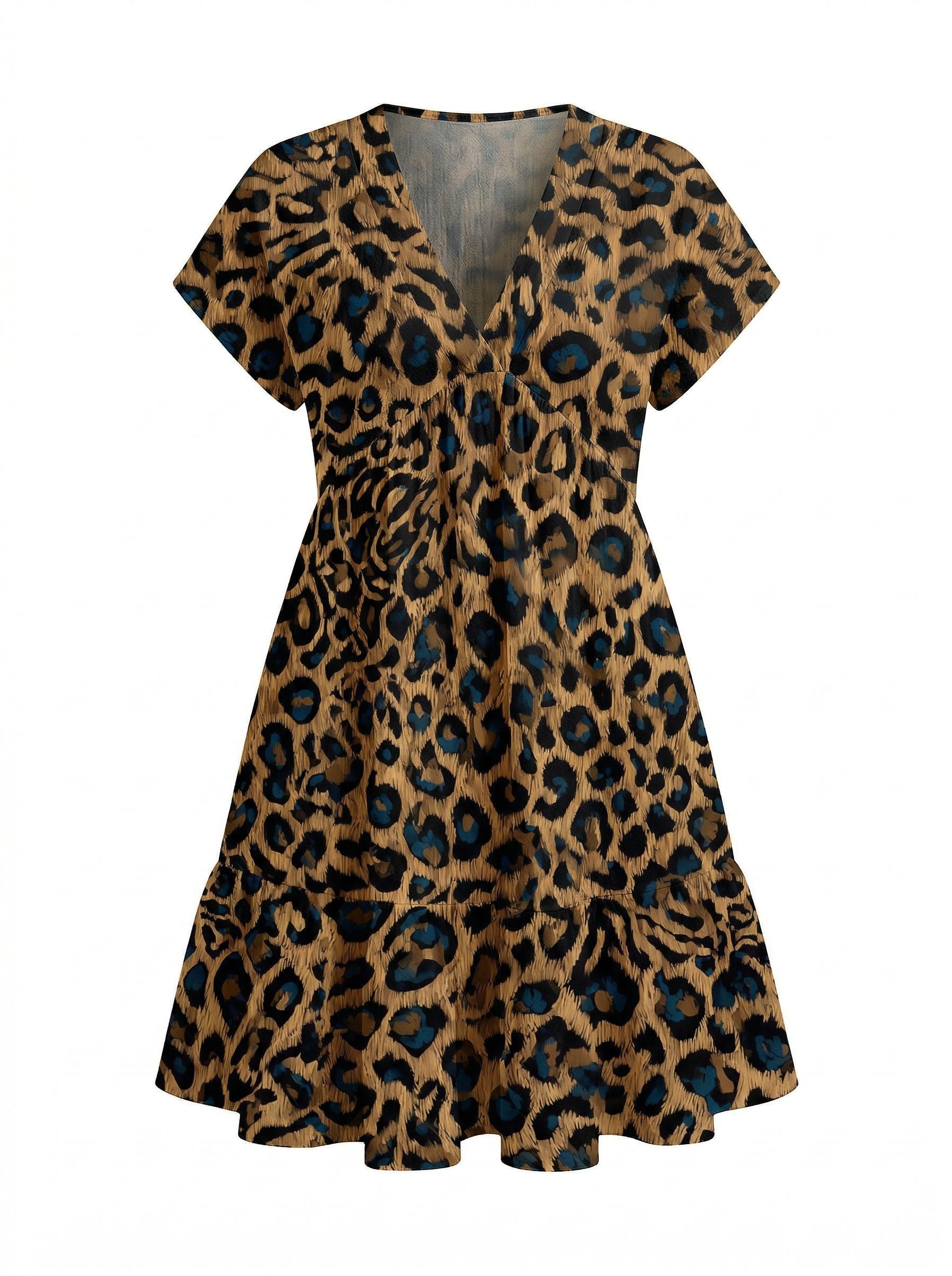Floral Print V Neck Tiered Babydoll Mini Dress