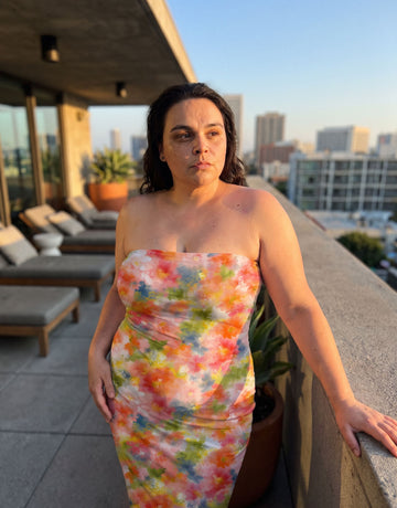 jessica Reilly's Watercolor Floral Print Midi Dress
