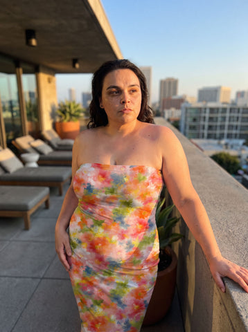jessica Reilly's Watercolor Floral Print Midi Dress