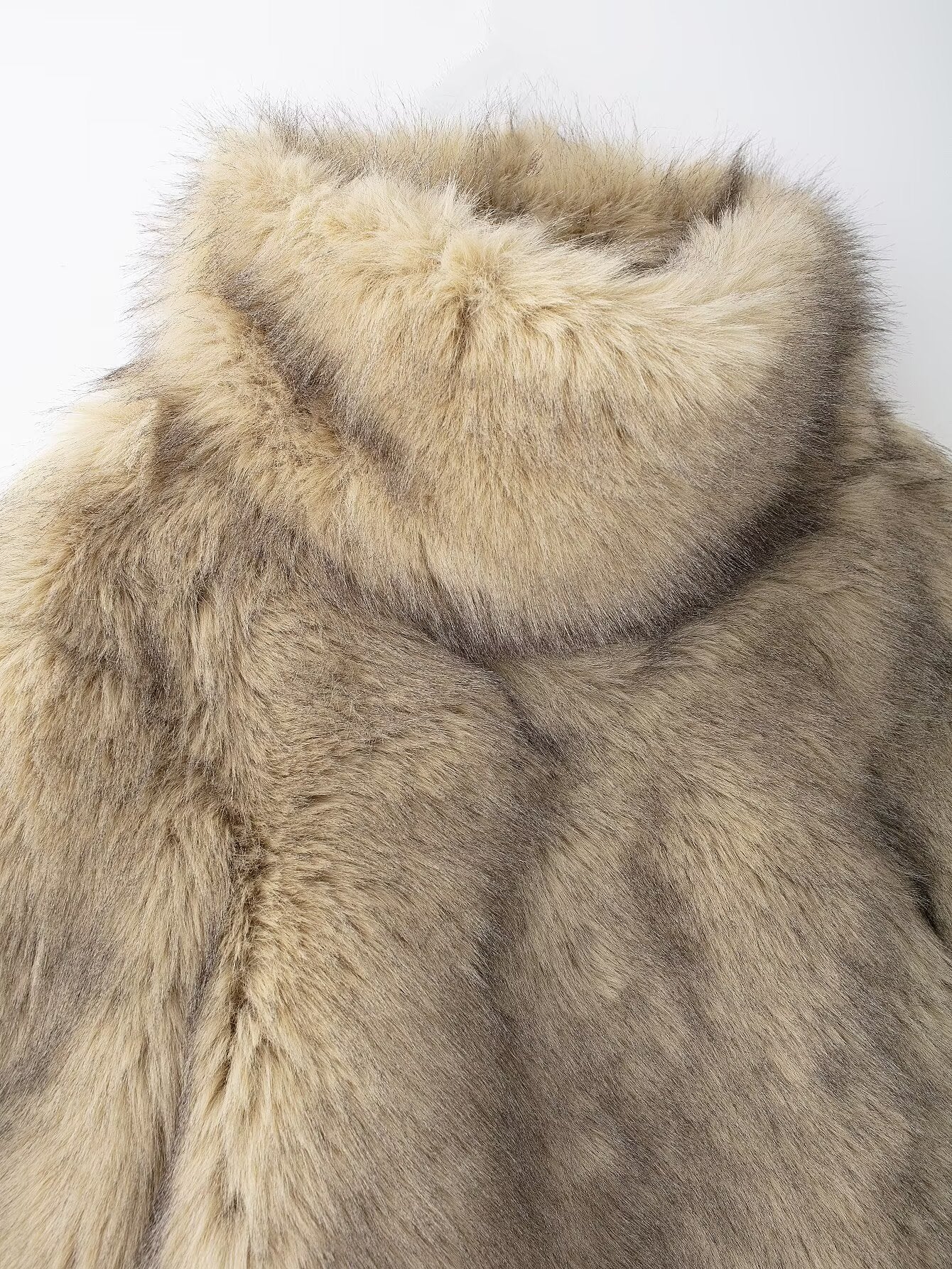Cozy Plush High Neck Faux Fur Coat