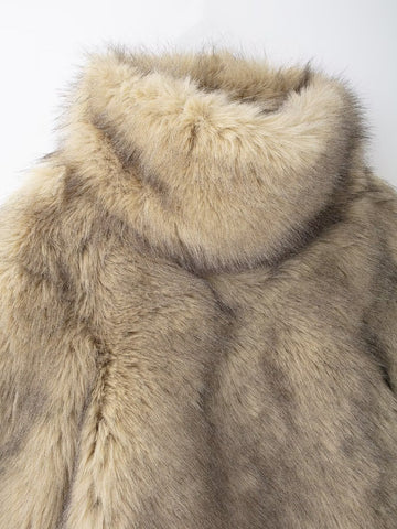Cozy Plush High Neck Faux Fur Coat
