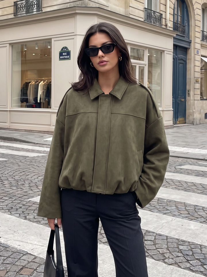 Oversized Suede Bubble Hem Jacket