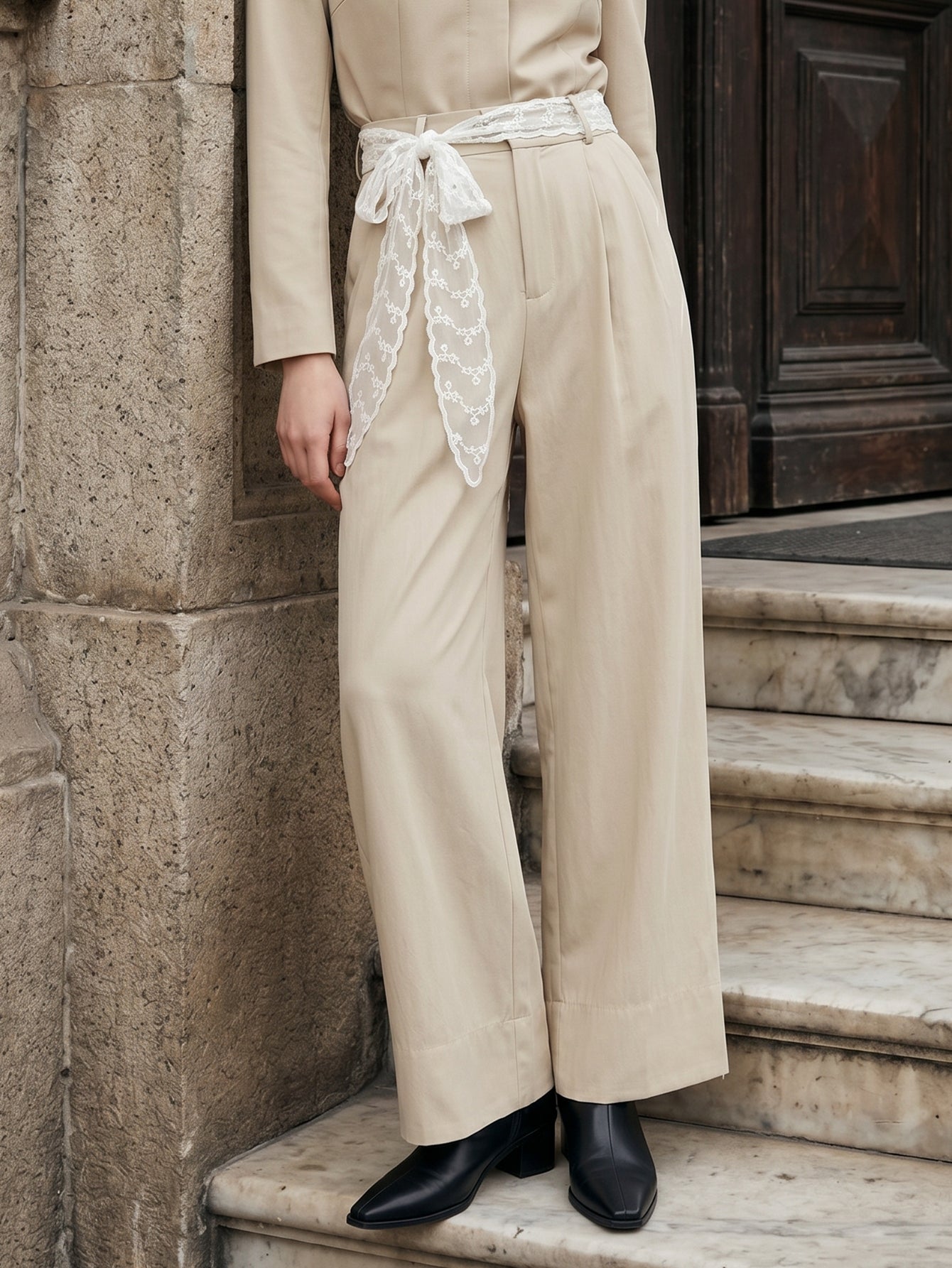 High Waisted Wide Leg Trousers