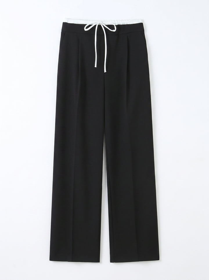 High Waisted Drawstring Wide Leg Pants