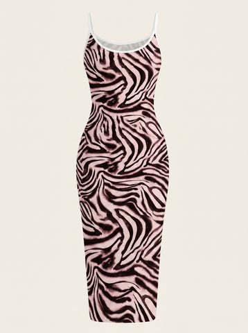 CAPRI Floral Print Sleeveless Bodycon Midi Dress