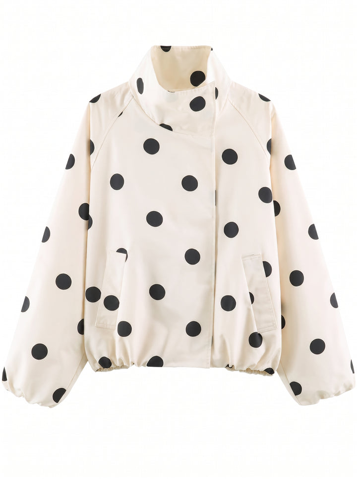 Casual Polka Dot Stand Collar Jacket