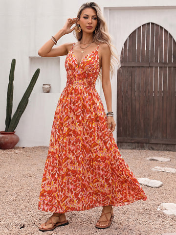 Floral Smocked Waist Maxi Dress