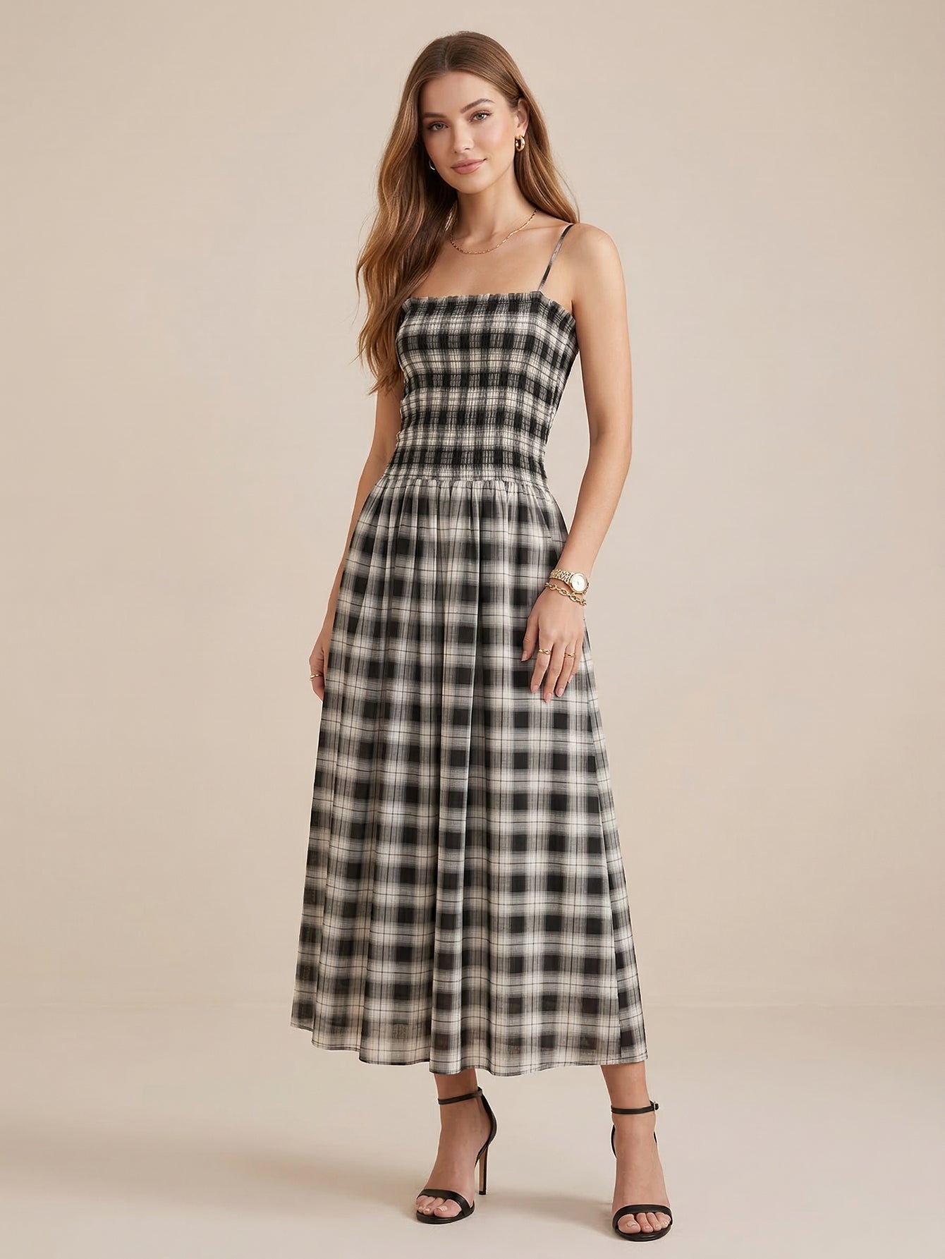 MO&Co. Checked Tank Maxi Dresses