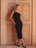 Cutout One Shoulder Bodycon Midi Dress