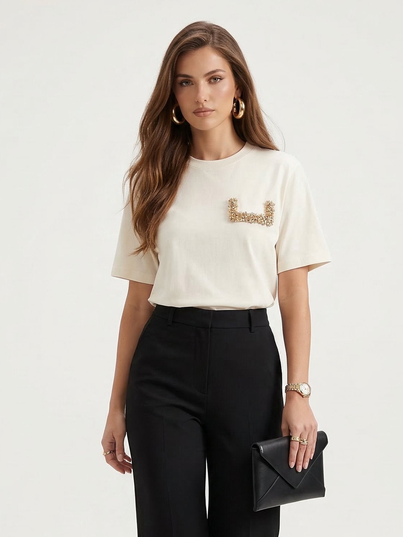 Crystal Detail Cotton T-Shirt