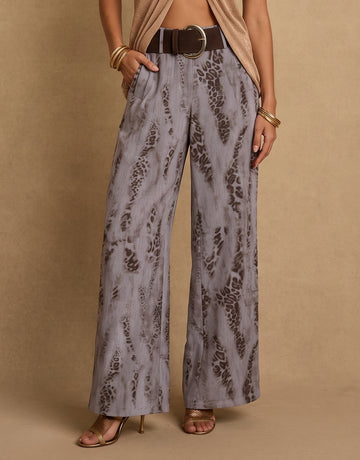High Waisted Animal Print Trousers