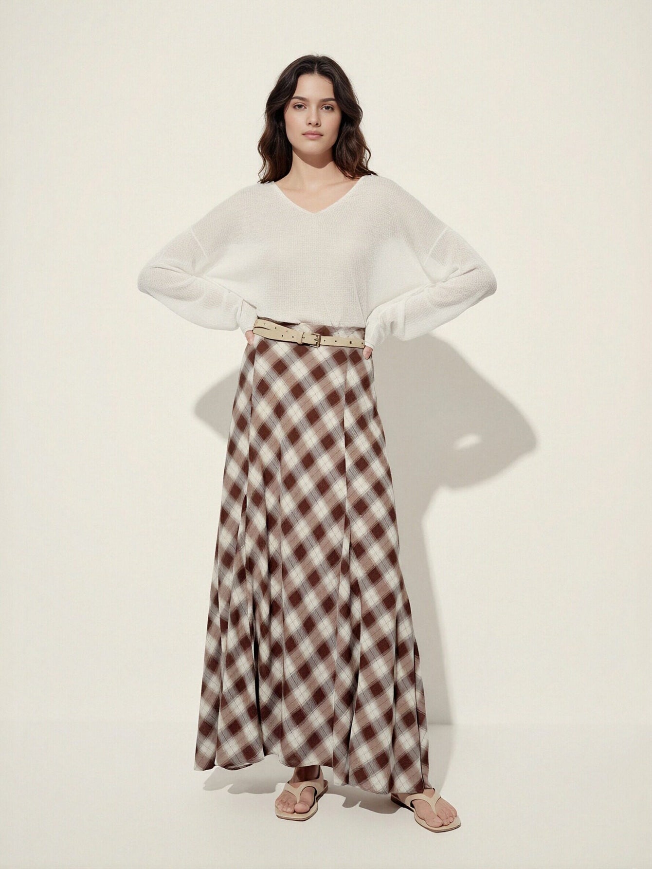 Checked Mermaid Maxi Skirt
