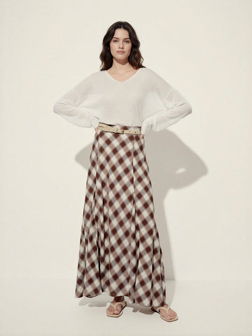Checked Mermaid Maxi Skirt