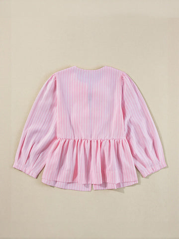 Striped Bow Detail T-Shirt