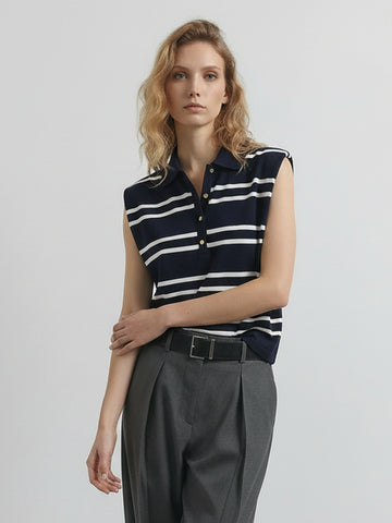 Striped Sleeveless Knitted Top
