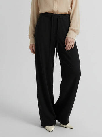 Wool Blend Relaxed Trousers