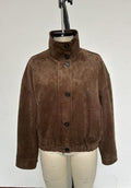 Oversized Suede Mock Neck Jacket