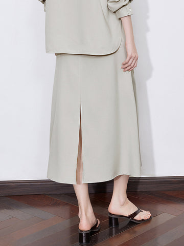 High-Waisted Pleated Elegant Midi Skirt