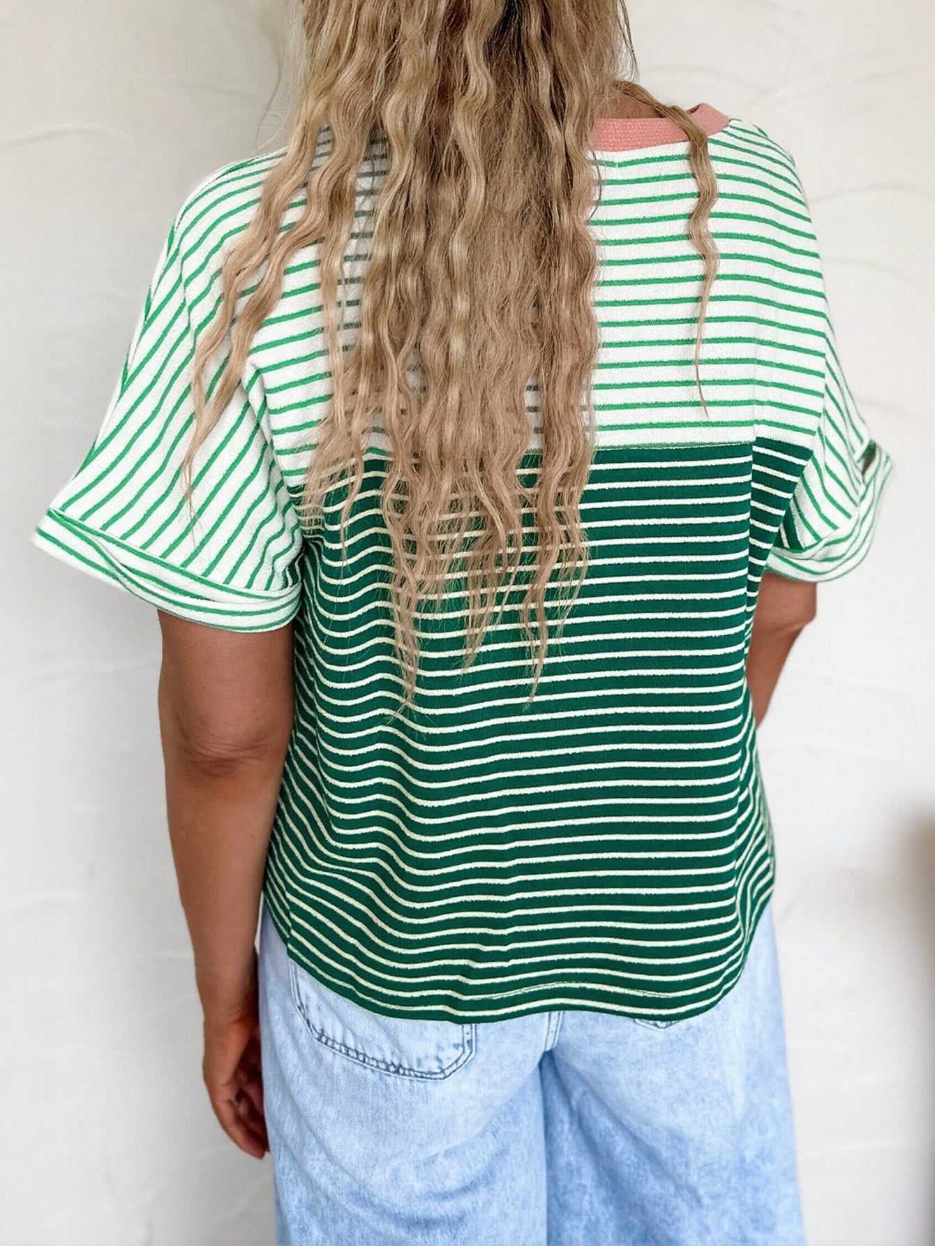 Colorblock Striped Pocket Cotton T Shirt