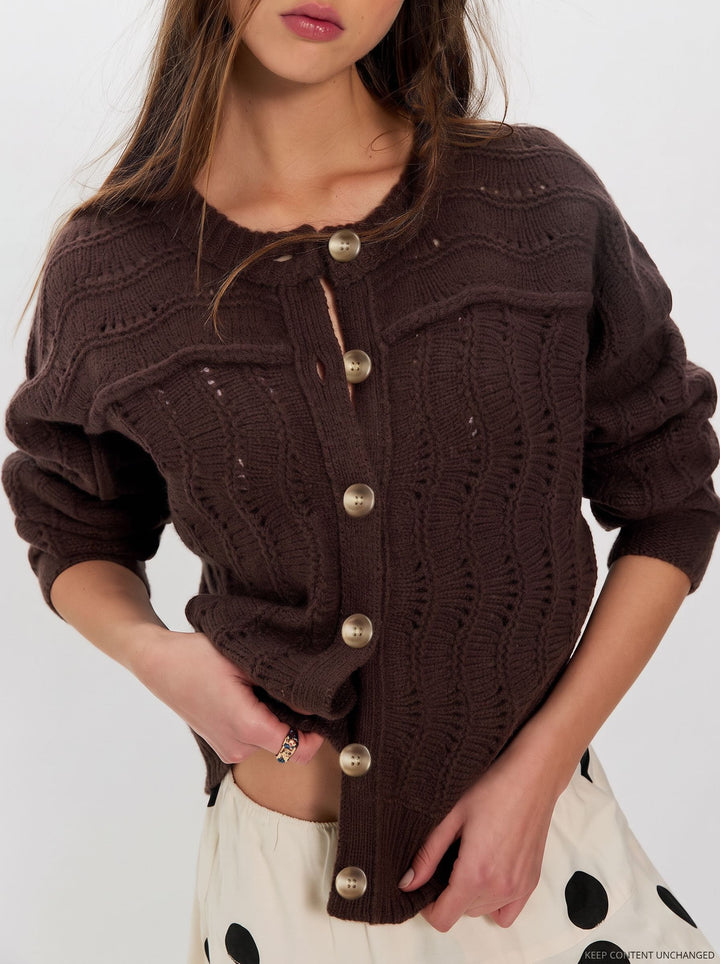 Textured Button Down Knit Cardigan