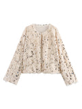 Shimmering Sequin Fringe Crop Jacket
