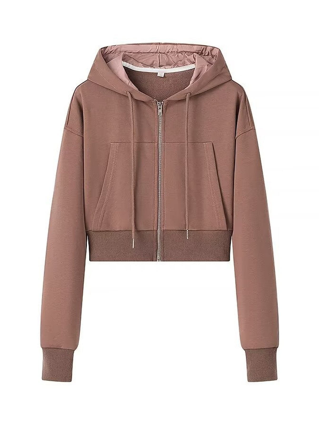 Cropped Full Zip Hooded Sweatshirt