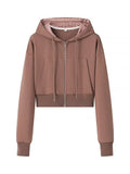 Cropped Full Zip Hooded Sweatshirt