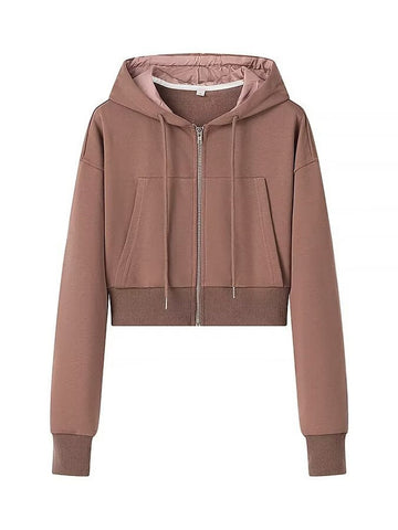 Cropped Full Zip Hooded Sweatshirt