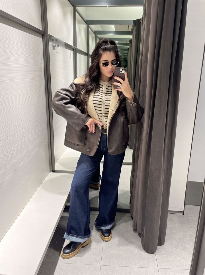 Cozy Faux Suede Sherpa Lined Jacket