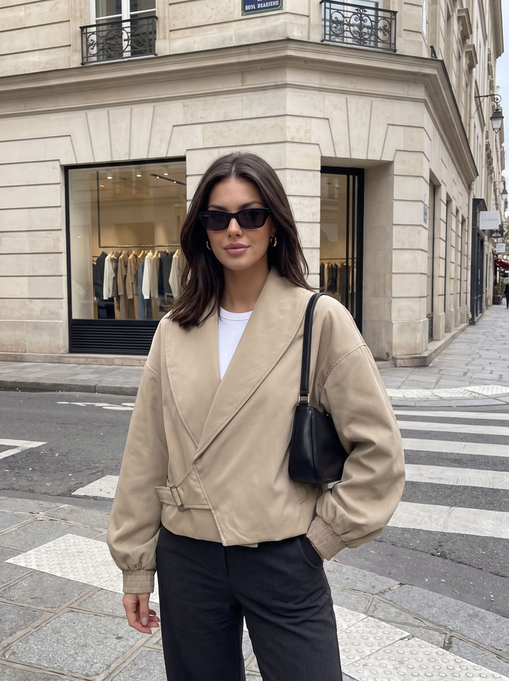 Oversized Buckled Crop Jacket