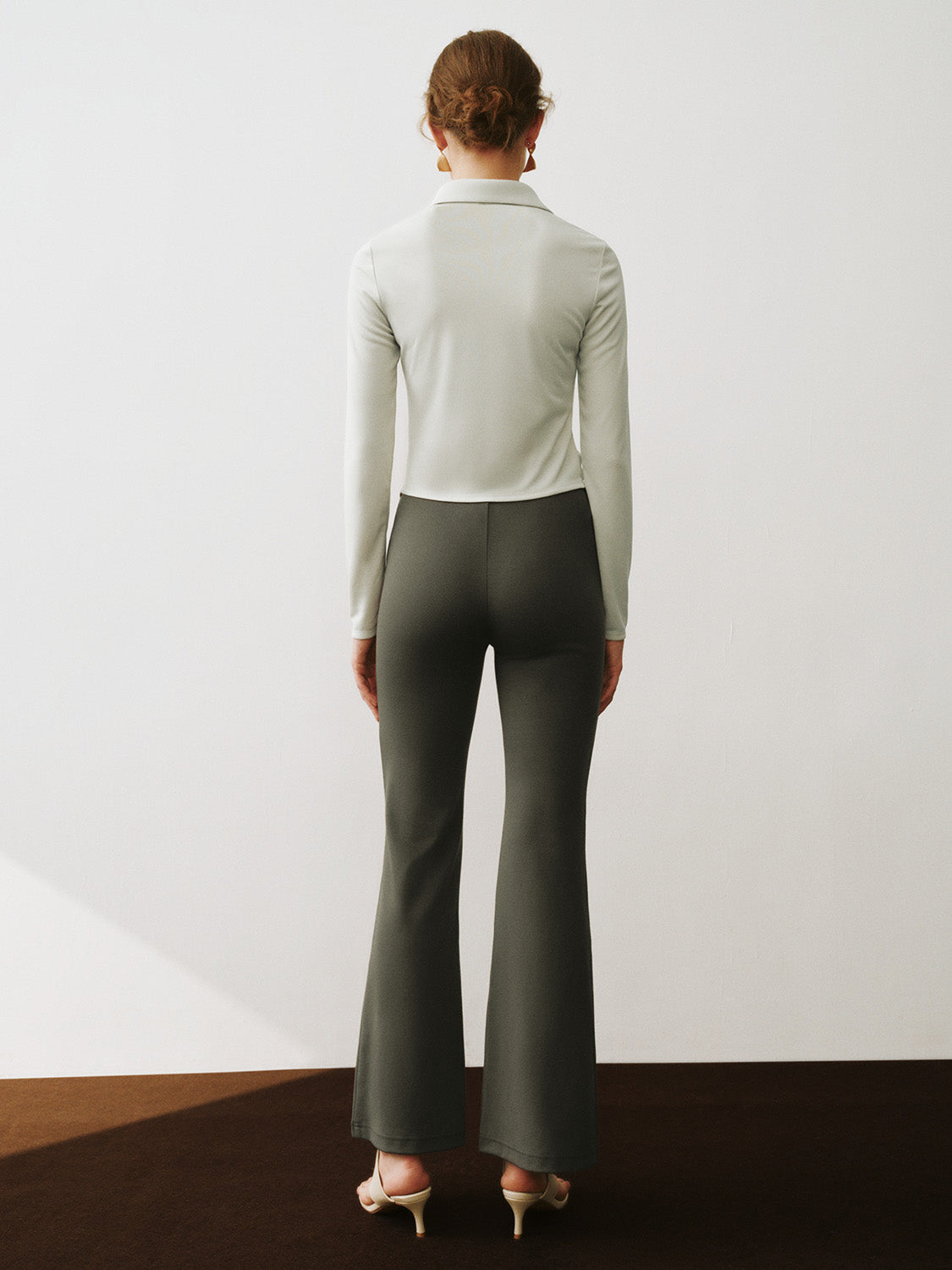 Urban Revivo Skinny Flare Pants-Dusty Green