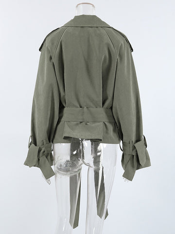 Oversized Belted Cropped Trench Coat