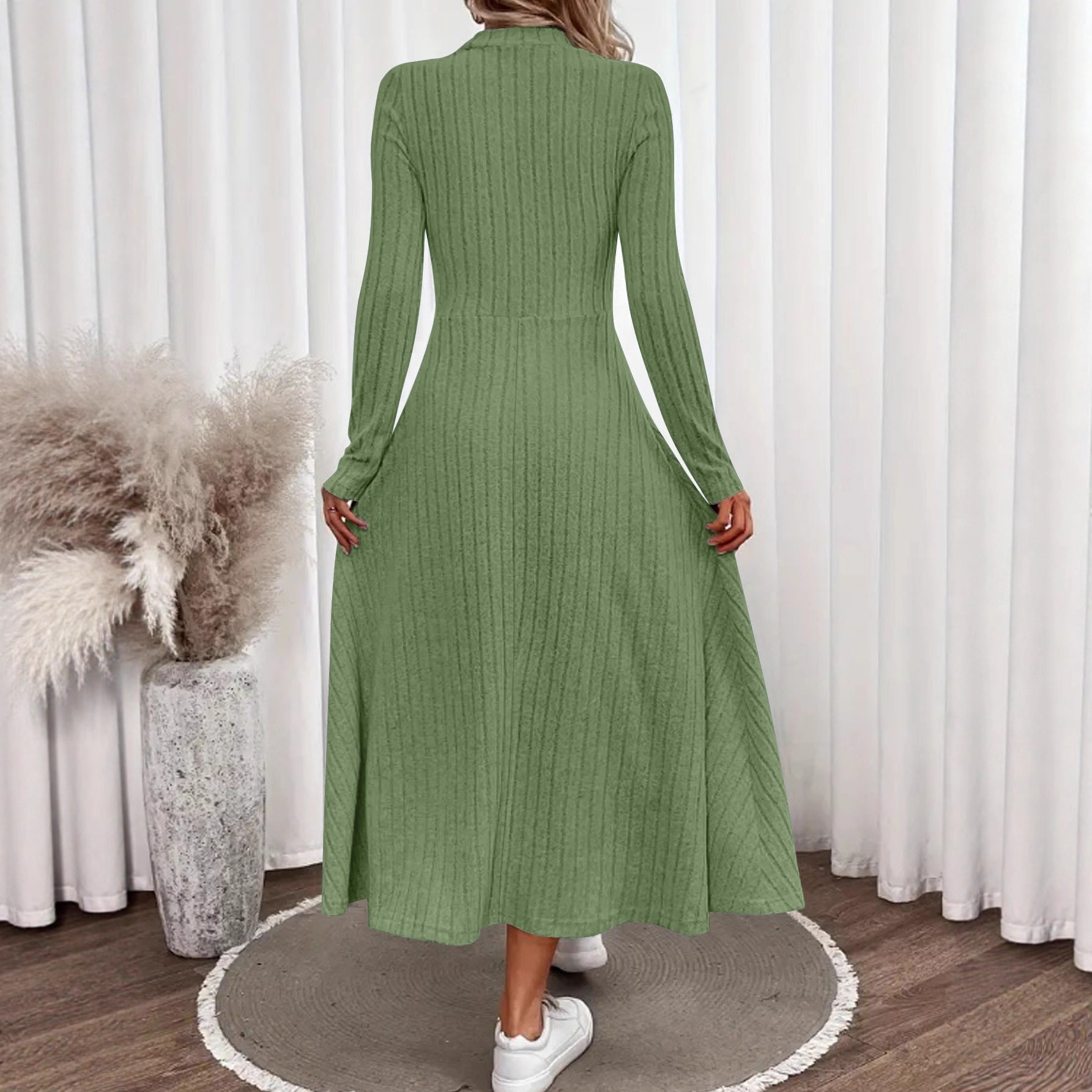 Ribbed Mock Neck Midi Dress